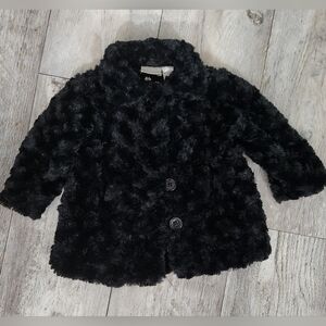Koala Kids Baby Girl Black Faux FurTextured Coat